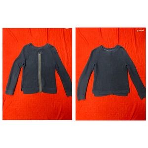 MAX STUDIO KNITTED Navy Back Zip Sweater Split Sides Girl Sz M 10-12 Year Cotton